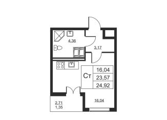 Квартира на продажу студия, 24.9 м2, Ленинградская область