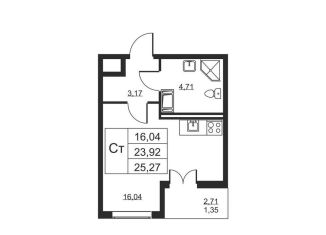 Продаю квартиру студию, 25.3 м2, Бугры