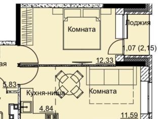 Продается однокомнатная квартира, 39.4 м2, Ижевск