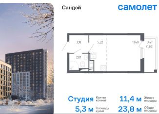 Квартира на продажу студия, 23.8 м2, Санкт-Петербург, метро Проспект Ветеранов, жилой комплекс Сандэй, 7.2