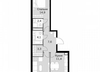 Продам 2-ком. квартиру, 59.7 м2, Москва, Строительный проезд, 9с9, метро Тушинская