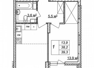 1-комнатная квартира на продажу, 39.3 м2, Нижний Новгород, ЖК Новая Кузнечиха, жилой комплекс Новая Кузнечиха, 13