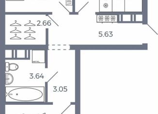 2-ком. квартира на продажу, 46.3 м2, село Николаевка