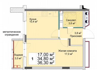 Однокомнатная квартира на продажу, 36.3 м2, Нижний Новгород, Сормовский район