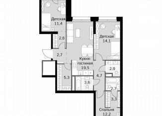 Продам 3-комнатную квартиру, 87.5 м2, Москва, Строительный проезд, 9с9, метро Тушинская