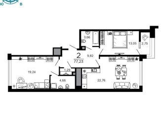 Продажа двухкомнатной квартиры, 77.2 м2, Рязань, 1-я Железнодорожная улица, 18