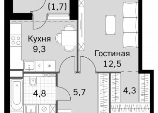 Продам однокомнатную квартиру, 38.4 м2, Москва, метро Тушинская, Строительный проезд, 9с9