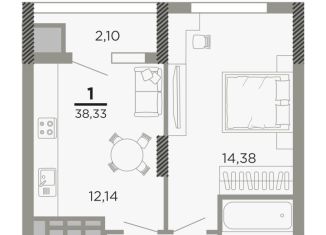 Продается однокомнатная квартира, 38.3 м2, Рязань, Совхозная улица, 6, ЖК Мартовский