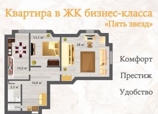 Продается двухкомнатная квартира, 76.3 м2, Воронежская область, улица Ворошилова, 1/4