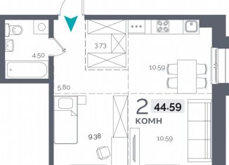 Продаю 2-комнатную квартиру, 44.6 м2, Иркутск, Пулковский переулок, 32