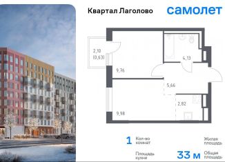 Продам 1-комнатную квартиру, 33 м2, деревня Лаголово, жилой комплекс Квартал Лаголово, 1