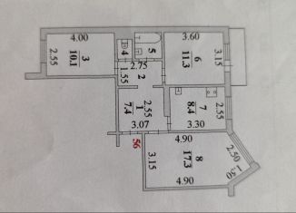 Продажа трехкомнатной квартиры, 62.5 м2, Липецк, бульвар Сергея Есенина, 14