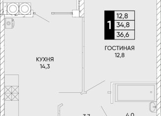 Продам 1-ком. квартиру, 36.6 м2, Ростов-на-Дону, Кировский район