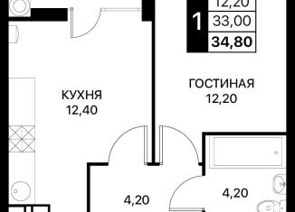 Продаю однокомнатную квартиру, 34.8 м2, Ростов-на-Дону