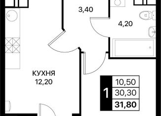 Продам однокомнатную квартиру, 31.8 м2, Ростов-на-Дону, Первомайский район