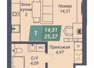 Продаю квартиру студию, 25.4 м2, Новосибирск, Светлановская улица, 46/1