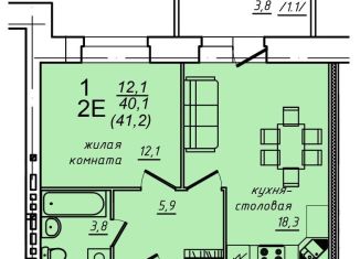 Продам однокомнатную квартиру, 41.2 м2, Вологда