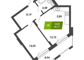 Продается однокомнатная квартира, 46.2 м2, Новосибирск, метро Заельцовская, Сухарная улица, 107/2