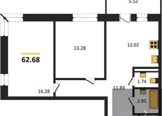 Продам 2-ком. квартиру, 62.7 м2, Воронеж, Левобережный район