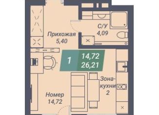 Продам квартиру студию, 26.2 м2, Новосибирск, метро Заельцовская, Светлановская улица, 46/1