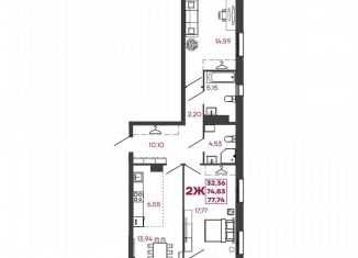 Продается 2-комнатная квартира, 77.7 м2, Пензенская область