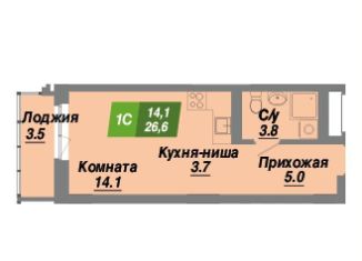 Продажа квартиры студии, 26.6 м2, Новосибирск, метро Заельцовская