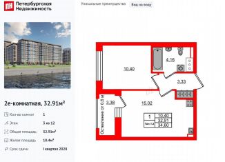 Продаю 1-ком. квартиру, 32.9 м2, Санкт-Петербург, муниципальный округ Невский