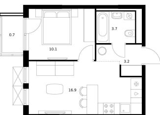 Продается 1-ком. квартира, 34.6 м2, Казань, Приволжский район