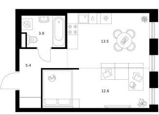 Продается 1-комнатная квартира, 35.4 м2, Москва, жилой комплекс Москворечье, 1.3, район Москворечье-Сабурово