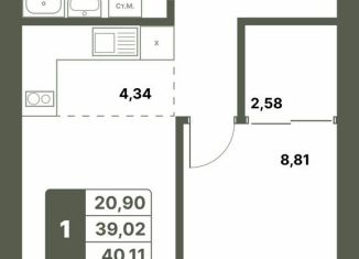 1-ком. квартира на продажу, 40.1 м2, село Миловка