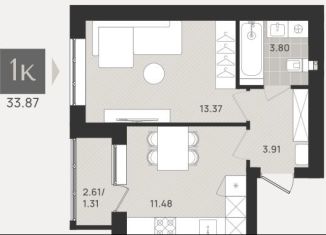 Продажа 1-ком. квартиры, 33.9 м2, Калининград