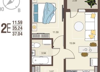 Продается однокомнатная квартира, 37 м2, село Новая Усмань, бульвар Художников, 4