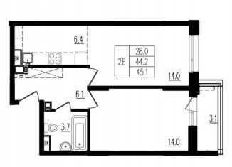 Продается 1-ком. квартира, 45.2 м2, деревня Пирогово, улица Ильинского, 8