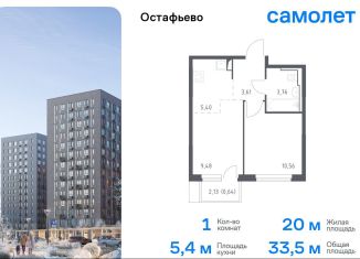 Продается 1-ком. квартира, 33.5 м2, село Остафьево, Любучанская улица