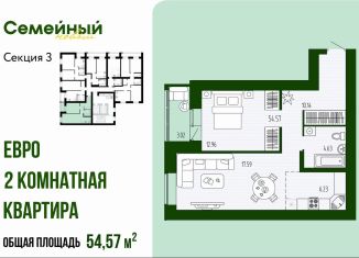 Продаю 2-комнатную квартиру, 54.6 м2, Пензенская область, улица Натальи Лавровой, с14/2