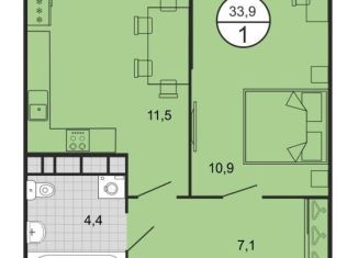 Продаю 1-комнатную квартиру, 33.9 м2, Михайловск, переулок Ландышей, 4