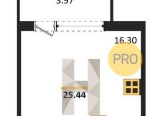 Продаю квартиру студию, 25.4 м2, городской посёлок Фёдоровское, Счастливая улица, 3к3