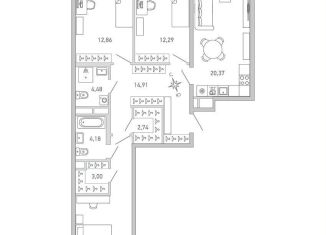 Продается 3-ком. квартира, 91.9 м2, Санкт-Петербург, набережная Чёрной речки, 1, метро Лесная