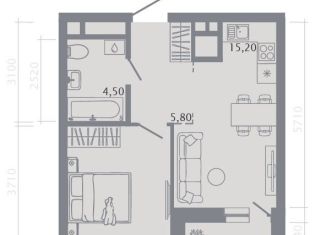 1-ком. квартира на продажу, 38.6 м2, Казань