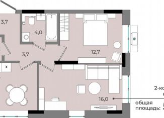 Продается двухкомнатная квартира, 53.7 м2, Удмуртия, улица имени В.С. Тарасова, 6