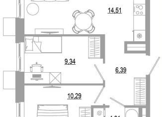 Продажа 2-ком. квартиры, 44.5 м2, Астрахань, Ленинский район