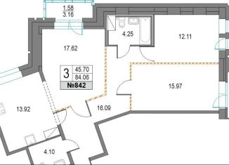 Продажа 3-комнатной квартиры, 84.1 м2, Санкт-Петербург, Коломяжский проспект, 13к2, муниципальный округ Комендантский Аэродром