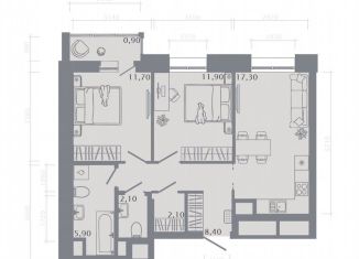 Продаю 2-ком. квартиру, 60.3 м2, Татарстан