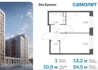 Продажа 1-комнатной квартиры, 34.5 м2, Москва, ЖК Эко Бунино, 13