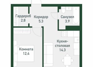 Продается 1-комнатная квартира, 38.7 м2, Челябинская область