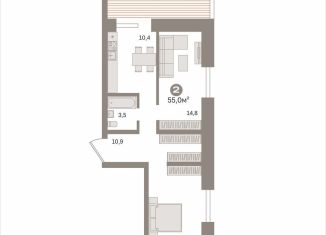 Продается 2-ком. квартира, 55 м2, Новосибирская область, улица Бориса Богаткова, 67