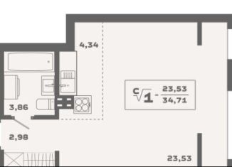 Продаю квартиру студию, 34.7 м2, Новосибирск, метро Площадь Гарина-Михайловского, Красногорская улица