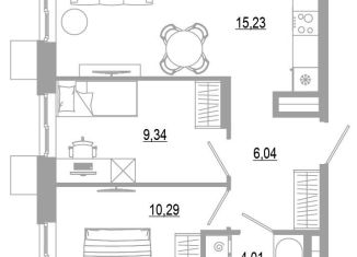 2-комнатная квартира на продажу, 44.9 м2, Астрахань