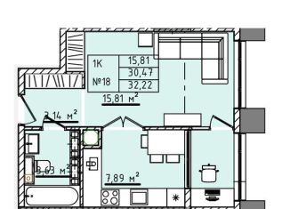 Продаю 1-ком. квартиру, 32.2 м2, Севастополь