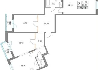 Продается 3-ком. квартира, 96.1 м2, Санкт-Петербург, Коломяжский проспект, 11, метро Чёрная речка